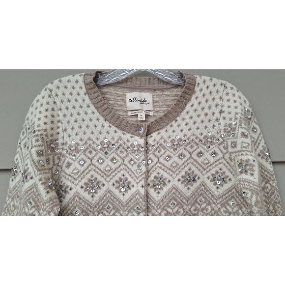 Womens cozy fair isle button down sweater - Picture 5 of 10